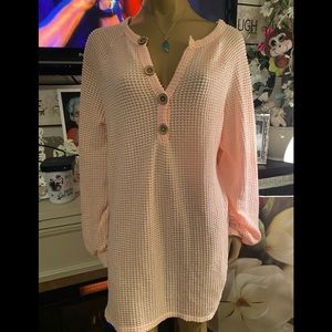 BiBi Pink Waffle Knit Tunic Top